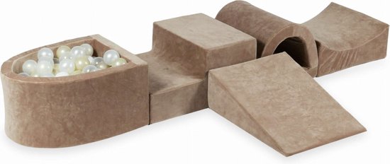 Foam speelset - bruin - ballenbak & 100 ballen wit, goud van Merkloos