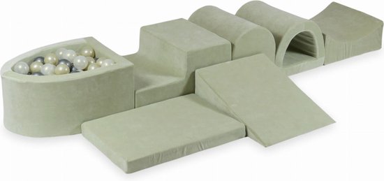 Foam speelset mint - ballenbak & 100 grijstint ballen - 7-delig van $