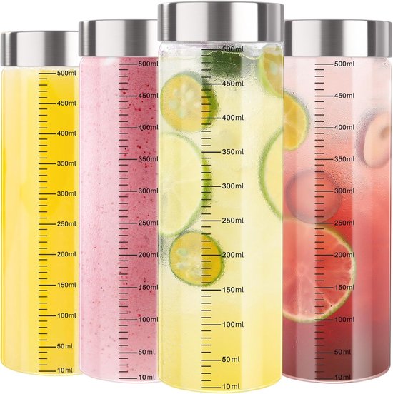 FoiiLiio 4 pcs glass bottles to fill 500ml - ShopVlot