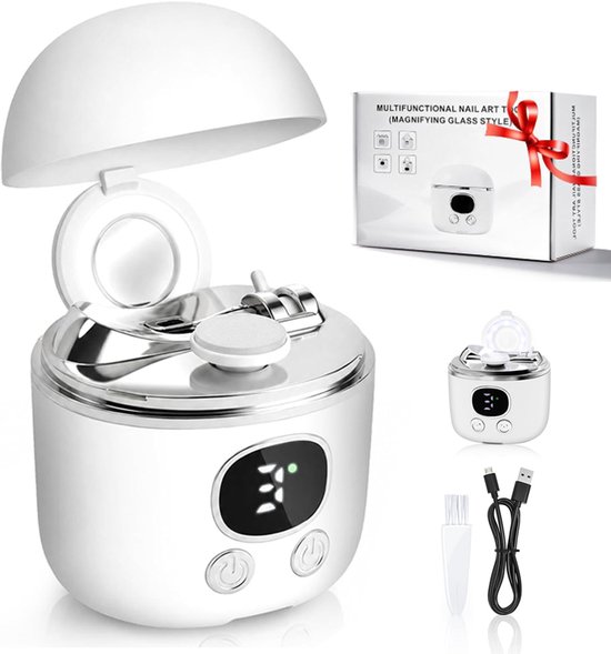 Fokelyi 2 in 1 Elektrische Nagelknipper Voor Baby -Manicure Schaar- Nageltrimmer Met Vergrootglas En Dubbele Kop - Digitaal Display - LED Licht - Veilige Nagelverzorging Voor PeutersElektrische