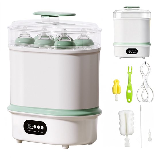 Fokelyi 6-in-1 Flessen Sterilisator En Droger- Flessenwasser Met Timer-72H Steriele Opslag-Voor 8 Babyflessen- Sterilisator met Stoomfunctie