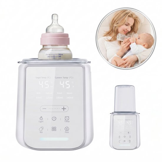 Fokelyi 8-in-1 Flessenwarmer - Flessenwarmer met Snelle Opwarming - BPA Vrij- Temperatuurniveaus - Compatibel met diverse babyflessen
