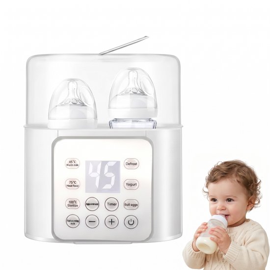 Fokelyi Flessenwarmer - Flesverwarmer - Warmhouden - Sterilisator met Stoomkap - Ontdooien - Steriliseren - Draagbare