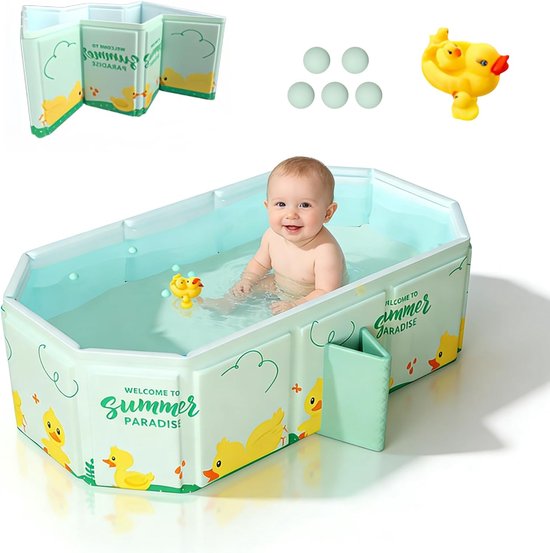 Foldable Bathtub, Portable Baby Bathtub, Large Baby Tub for 0-8 Years, with Bath Toy, Integrated Bathtub, 78 x 45 x 30 - ShopVlot