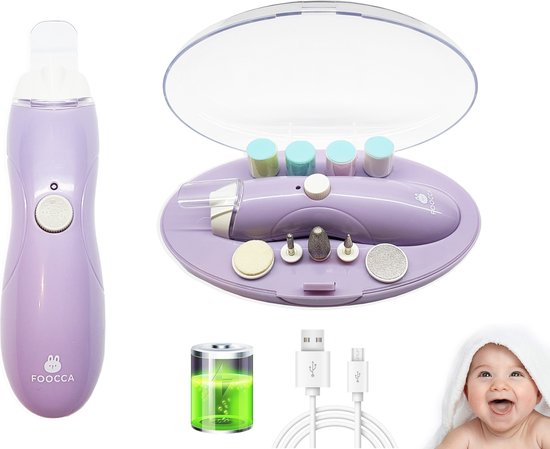 FOOCCA® Baby Elektrische Nagelvijl - Oplaadbaar - Baby Nagelknipper - Baby Manicureset - Baby Verzorgingsset - Baby Nagelvijl - Baby Nagelschaartje - Baby Nagelset - Elektrisch - Oplaadbaar van Merkloos