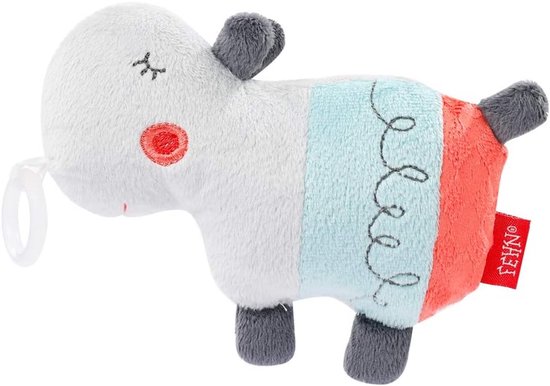 Fopspeen nijlpaard - Speenknuffel - Baby stimuleren - Bevestigingsring - 14 cm - Multicolor