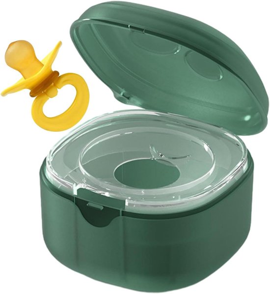Fopspeenbox - Speendoosje Houder - Baby Spullen - Draagbaar Ontwerp - 10.3 x 7 x 5.8 cm - Groen