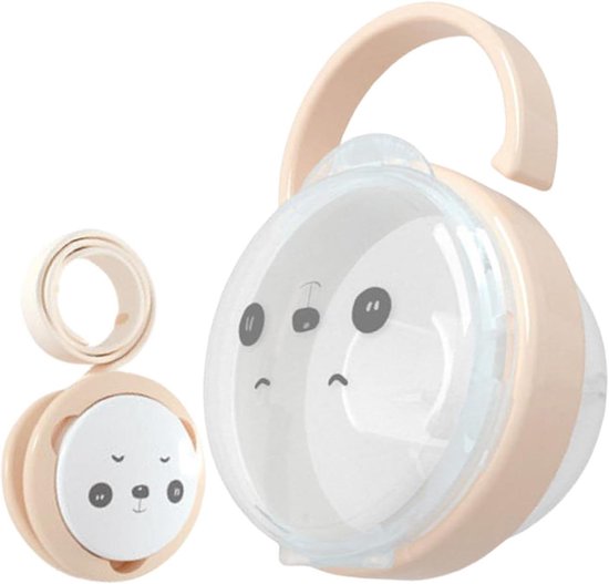 Fopspeenhouder hoesje - Speenketting box - Baby spullen bewaren - Stofdichte opslag - 10.5 x 7.5 cm - Abrikoos