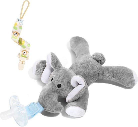 Fopspeenhouder met Pluche Knuffel en Afneembare Siliconen Fopspeen voor Baby's