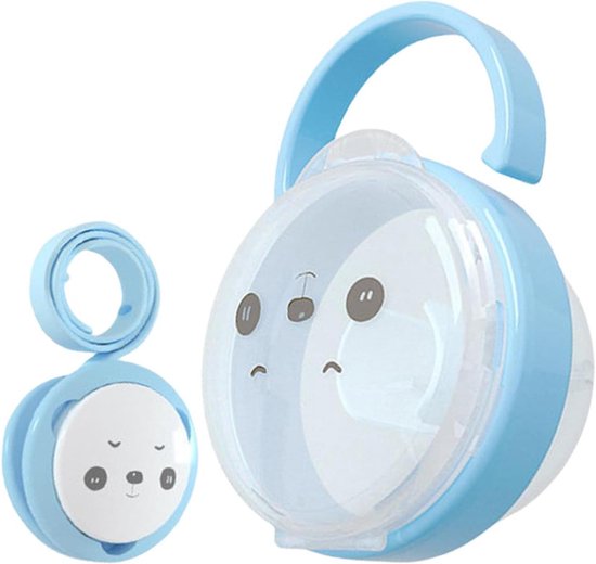 Fopspeenhouder Panda - Speenkoord Doosje - Baby Onderweg - Stofvrije Bescherming - 10.5 x 7.5 cm - Blauw
