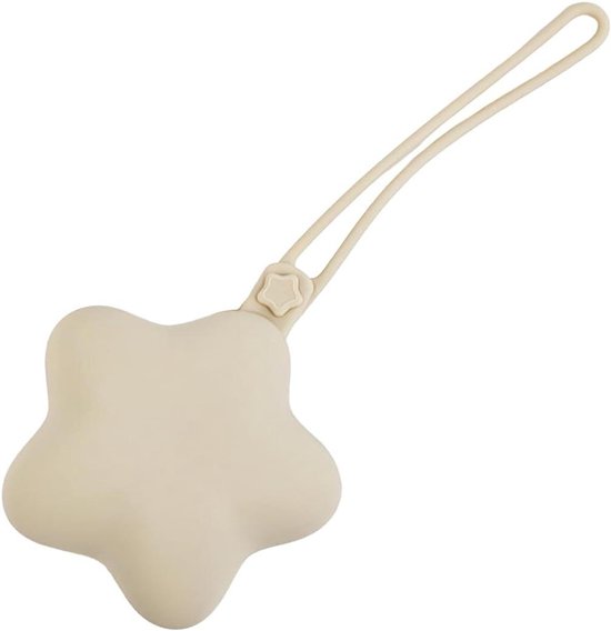 Fopspeenketting en -box - Baby accessoire - Onderweg bewaren - Voedselveilig siliconen - 17.5 cm lengte - Beige