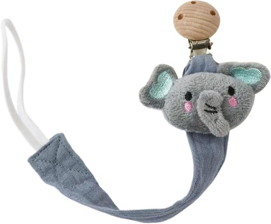 Fopspeenketting - Speenhouder clip - Baby spullen - Veilig en hygiënisch - 27 cm - Olifant van Merkloos