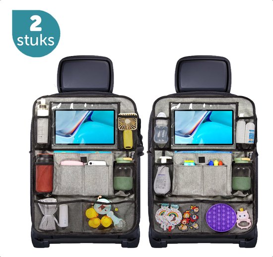ForDig Auto Organizer 2 stuks - Tablet Houder Auto - Autostoelbeschermers - Autostoel Organizer voor Kinderen - Universeel - Grijs van Ford