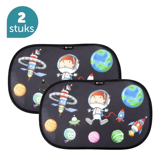 ForDig Zonnescherm Auto Astronaut (2 Stuks) - Extra Donker - Zonwering UV Protectie voor Auto Zijruit – Zonwering Auto – Zonder zuignappen – 80 GSM – 51 x 31 CM van Ford