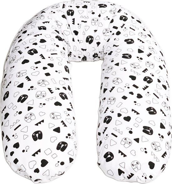 Form Fix XL Voedingskussenhoes - Body Pillow Kussensloop - Zwangerschapskussen hoes - Zijslaapkussen hoes - 100% Jersey Hoes - Zwart/Wit van Form Fix