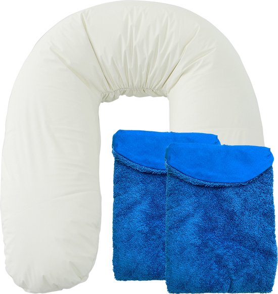 Form Fix XL Zwangerschapskussen - Voedingskussen - Zijslaapkussen - Body Pillow - Lichaamskussen - 185 cm - Inclusief 2 Badstof/Katoenen Hoezen Blauw van Form Fix