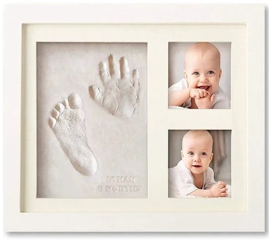 Fotolijst Baby afdruk - Pasgeboren baby - Hand en voet afdruk - Memories - Baby fotolijst - Klei-kit - Handafdruk - Babyshower - Kraam cadeau - Woondecoratie van Amada nl.
