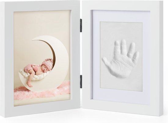 Fotolijst Met Baby Hand- En Voetafdruk In Klei - Veilig En Gemakkelijk - Kraamcadeau van Kleintje*