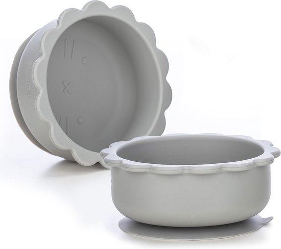 FreeON Siliconen kommetje met zuignap - Bowl - baby bordje - Leeuw - Grijs van FreeON