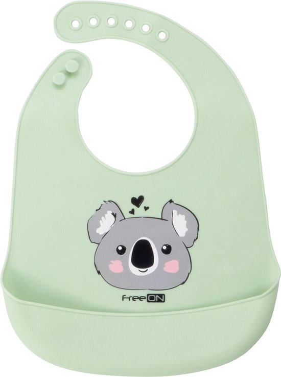 FreeON Siliconen Slabbetje - Slabbetje met opvangbakje - Koala - Groen van FreeON