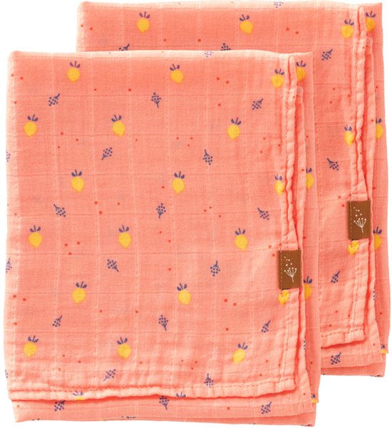Fresk Hydrofiele Doeken Set - 60 x 70 cm - Spuugdoekjes - Babyverzorging - 2 stuks - Ademend en Absorberend - Babyspullen - Lichtroze - Summer Fruit van Merkloos