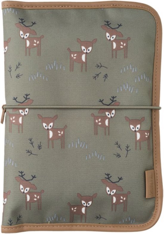 Fresk Luieretui - Verschoonmatje voor Onderweg - Waterafstotend - Opbergvak voor Natte Doekjes - Afsluitbare Luiertas - 18 x 26 x 3 cm - Deer Olive van Fresk