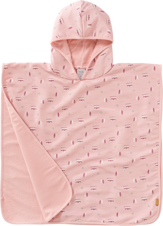 Fresk UV Badponcho - 0-3 jaar - Badcape met Capuchon - Dubbellaags Sneldrogend Strandlaken - Meisjes - Surf Girl van Fresk