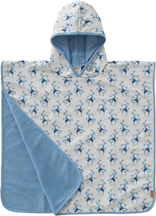 Fresk UV badponcho one size - Badcape met Capuchon – Sneldrogend Strandlaken - Jongens - Creme - Monkey