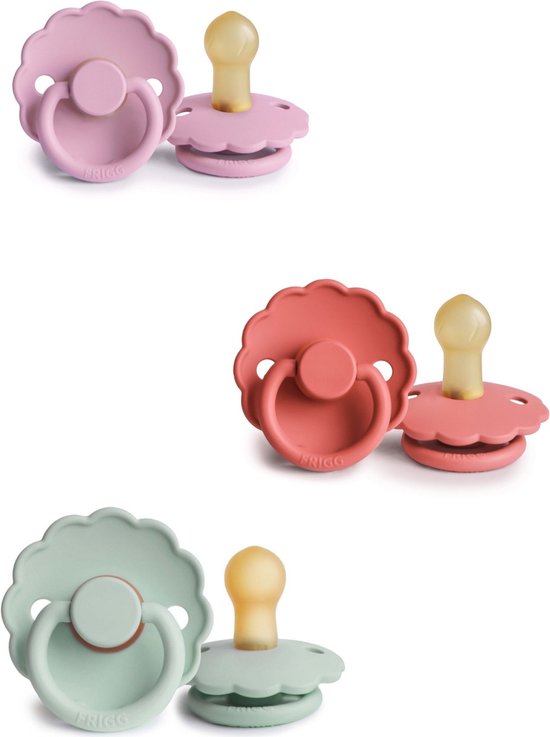 FRIGG DAISY Fopspeen set 3 stuks Poppy,Seafoam Lupine 6-18 maand maat 2 van FRIGG