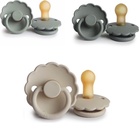 FRIGG DAISY Fopspeen set 3 stuks Sage,french Gray en Sandstone 6-18 maand van FRIGG