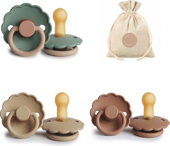 FRIGG Daisy T2 - Croissant, Peach Bronze, Willow + Bolletoet speenzakje - 6-18 maanden van FRIGG