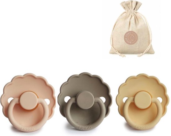 FRIGG Daisy T2 - pale daffodil, pink cream, croissant + Bolletoet speenzakje - 6-18 maanden van FRIGG