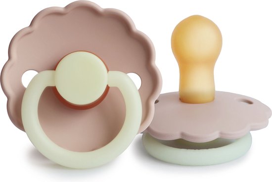 Frigg fopspeen - maat 1 0-6 maanden - 1 stuk - daisy glow in the dark - blush van FRIGG