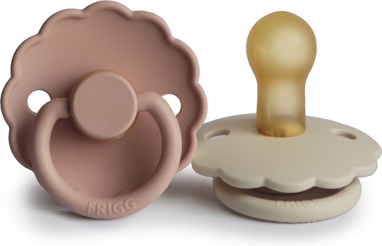 Frigg fopspeen - maat 1 0-6 maanden - 2 stuks - daisy - blush - cream van FRIGG