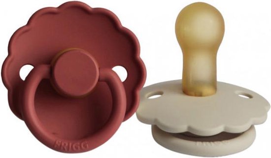 Frigg fopspeen - maat 2 6-18 maanden - 2 stuks - daisy - baked clay - cream van FRIGG