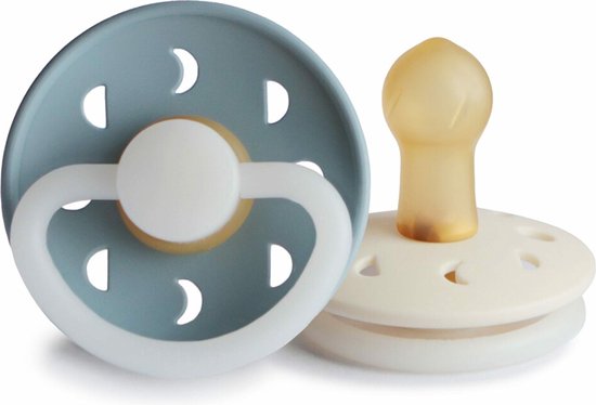 Frigg Fopspeen Moon Night maat 1 0-6 mnd Stone Blue Cream 2 stuks van FRIGG