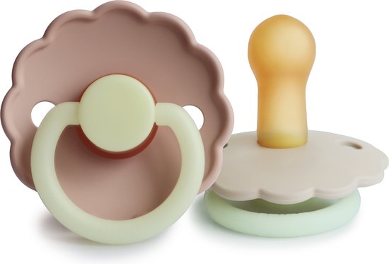 Frigg Fopspeen Night maat 2 6-18 mnd Cream Blush 2 stuks van FRIGG