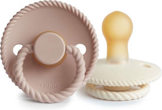 Frigg Fopspeen Rope Blush/Cream T1 0-6mnd (2 stuks) van FRIGG