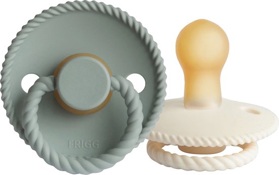 Frigg Fopspeen Rope Cream/Sage T1 0-6mnd (2 stuks) van FRIGG