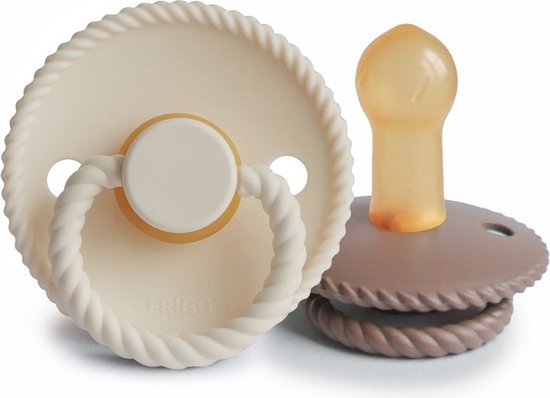 Frigg Fopspeen Rope Cream/Sepia T2 6-18mnd (2 stuks) van FRIGG