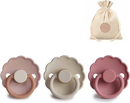 FRIGG fopspenen T2 + BolleToet speenzakje - biscuit, crème, powder blush - 6-18 maanden van FRIGG