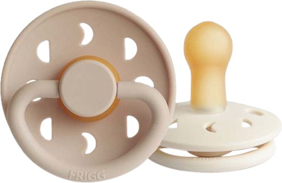 FRIGG Moon Fopspeen Cream / Croissant 6-18 Mnd 2 Stuks van FRIGG