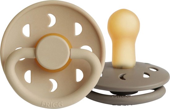 FRIGG Moon Fopspeen Croissant / Portobello 6-18 Mnd 2 Stuks van FRIGG