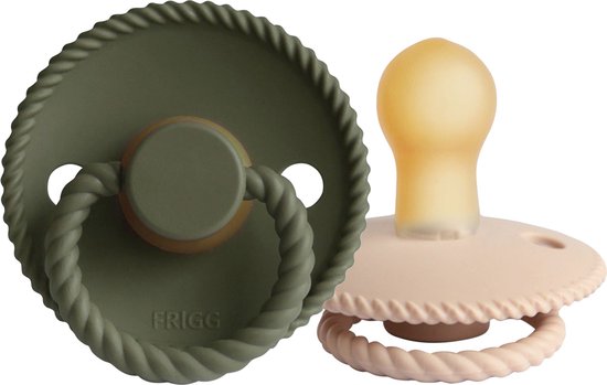FRIGG Rope Fopspeen Croissant / Olive 0-6 Mnd 2 Stuks van FRIGG