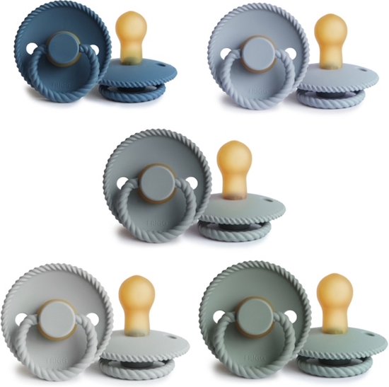 FRIGG ROPE Fopspeen set 5 stuks Ocean View,Powder Blue,French Gray,Silver Gray en Sage 6-18 maand van FRIGG