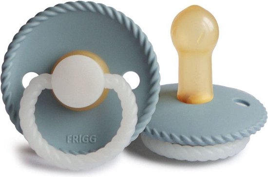 Frigg Rope Latex Fopspeen 0-6M | Glow In The Dark Stone Blue Night van FRIGG