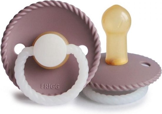 Frigg Rope Latex Fopspeen 0-6M | Glow In The Dark Twilight Mauve Night van FRIGG