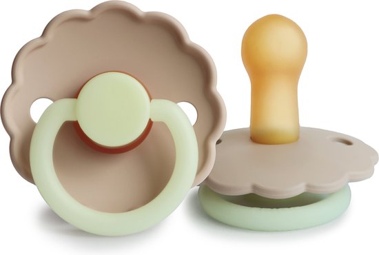 Frigg speen - maat 2 - 6 tot 18 maanden - night - Latex - natuurrubber - glow in the dark - daisy - fopspeen | Croissant van FRIGG