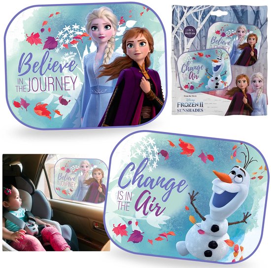 Frozen DISNEY Zonnescherm BESCHERMING TEGEN DE ZON auto VOOR RAAM, rubberen zuignappen SET 2 stuks van Frozen