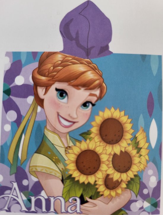 Frozen dubbelzijdige badponcho 52 x 55 cm Anna En Elsa - Badponcho 100% katoen met capuchon van Disney